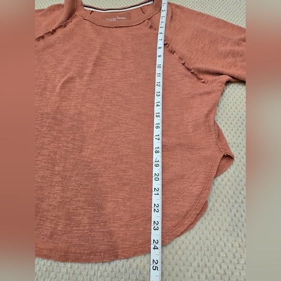 Pilcro by Anthropologie Brick Red Sweater Ruffle Fall Cozy Autumn Orange Size S - Picture 8 of 8